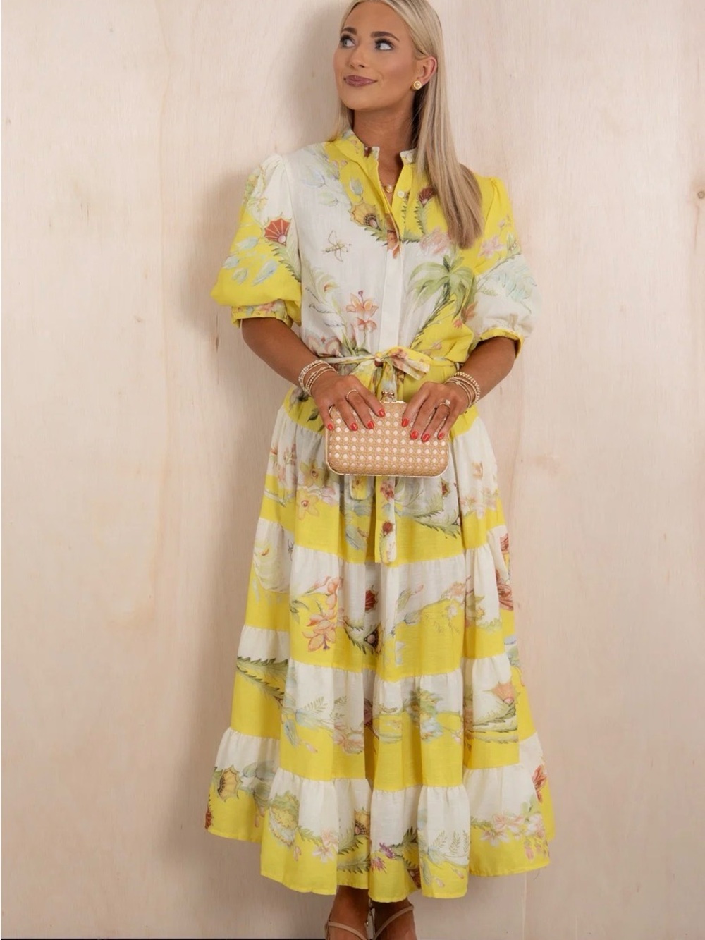 Maggie Yellow Floral Maxi Dress Size Medium EC2 - Picture 6 of 6